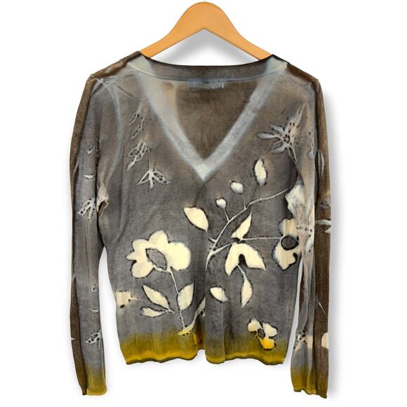 Marika Charles | Size 3 | 100% Cotton Tie Dye Floral Design V-Neck Sweater - Picture 3 of 4